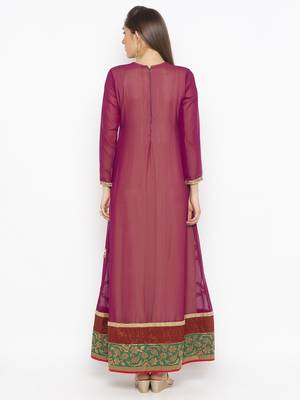 Purple Embroidered Georgette Party Wear Kurti 4