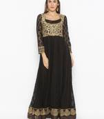 Black Embroidered Net Party Wear Kurti