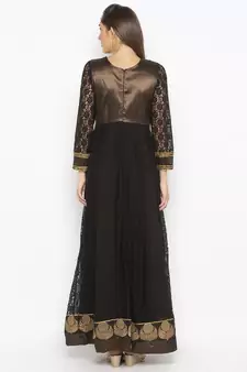 Black Embroidered Net Party Wear Kurti