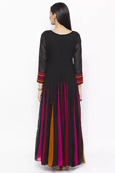 Black Embroidered Georgette Party Wear Kurti