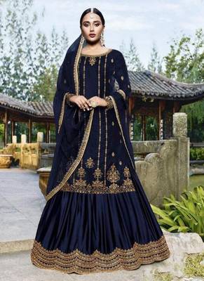Blue Embroidered Velvet Salwar 1