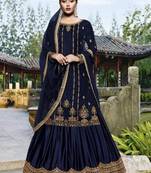 Blue Embroidered Velvet Salwar