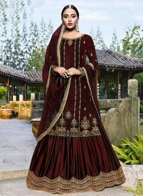 Brown Embroidered Velvet Salwar 1