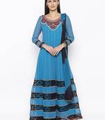 Blue Embroidered Georgette Salwar