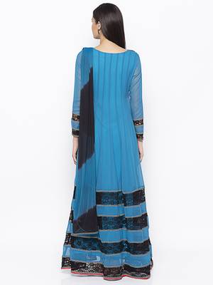 Blue Embroidered Georgette Salwar 3