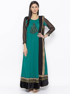 Green Embroidered Georgette Salwar 1