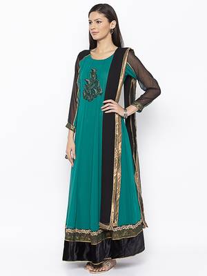 Green Embroidered Georgette Salwar 2