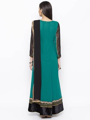 Green Embroidered Georgette Salwar 3