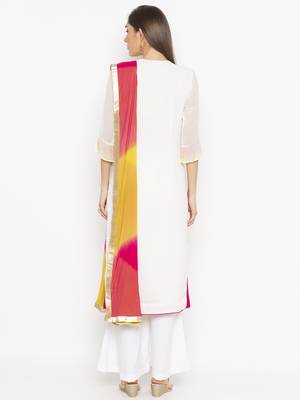 Off White Embroidered Georgette Salwar 3