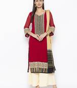 Maroon Embroidered Georgette Salwar