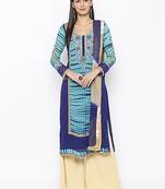 Blue Embroidered Georgette Salwar