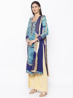 Blue Embroidered Georgette Salwar 2