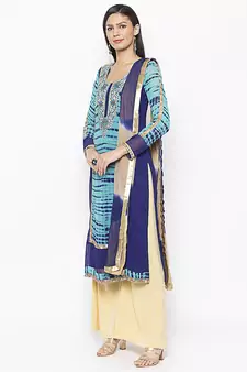 Blue Embroidered Georgette Salwar