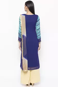 Blue Embroidered Georgette Salwar