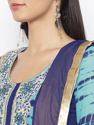 Blue Embroidered Georgette Salwar 4