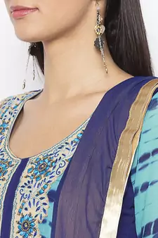 Blue Embroidered Georgette Salwar