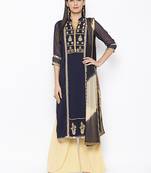 Dark Blue Embroidered Georgette Salwar