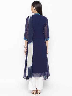 Dark Blue Embroidered Georgette Salwar 3
