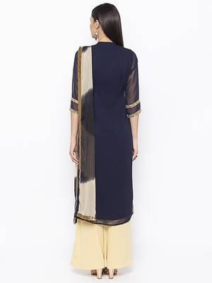 Dark Blue Embroidered Georgette Salwar 3