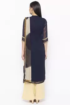 Dark Blue Embroidered Georgette Salwar