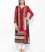 Red Embroidered Georgette Salwar