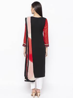 Red Embroidered Georgette Salwar 3