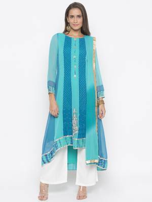 Light Blue Embroidered Georgette Salwar 1
