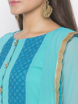 Light Blue Embroidered Georgette Salwar 4