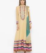 Beige Embroidered Georgette Salwar