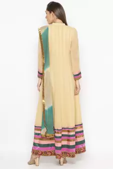 Beige Embroidered Georgette Salwar