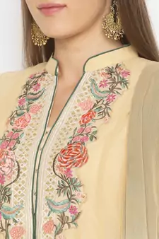 Beige Embroidered Georgette Salwar