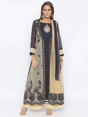 Beige Embroidered Net Salwar 1