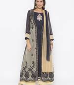 Beige Embroidered Net Salwar