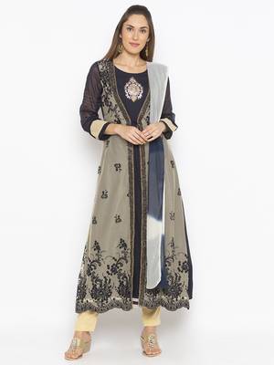 Beige Embroidered Net Salwar 1