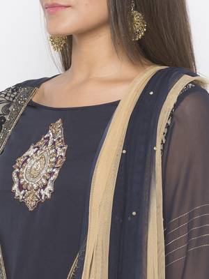 Beige Embroidered Net Salwar 4