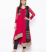 Coral Embroidered Georgette Salwar
