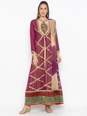 Purple Embroidered Georgette Salwar 1