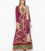 Purple Embroidered Georgette Salwar