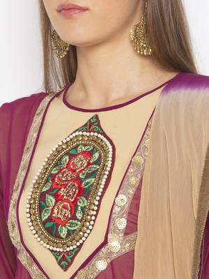 Purple Embroidered Georgette Salwar 4