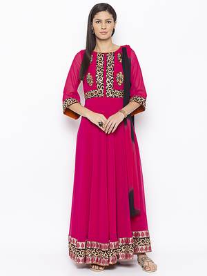Pink Embroidered Georgette Salwar 1