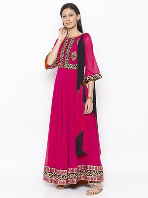 Pink Embroidered Georgette Salwar 2