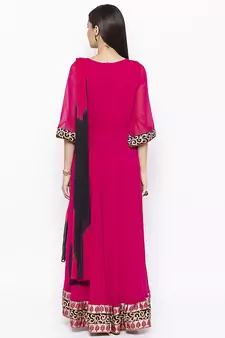 Pink Embroidered Georgette Salwar