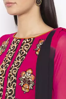 Pink Embroidered Georgette Salwar