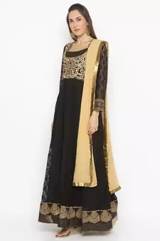 Black Embroidered Net Salwar
