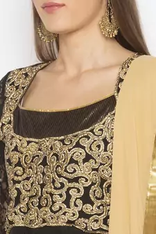 Black Embroidered Net Salwar