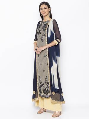 Dark Blue Embroidered Net Salwar 2