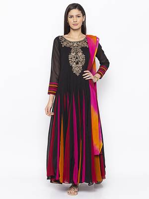Black Embroidered Georgette Salwar 1