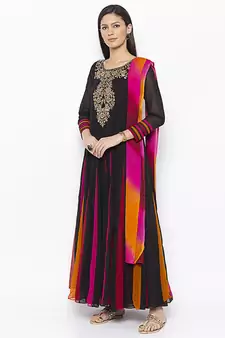 Black Embroidered Georgette Salwar