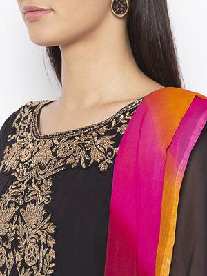 Black Embroidered Georgette Salwar 4