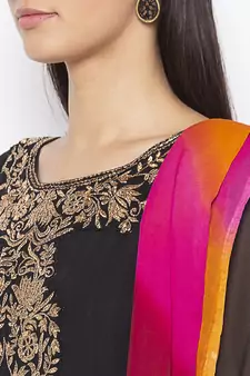 Black Embroidered Georgette Salwar
